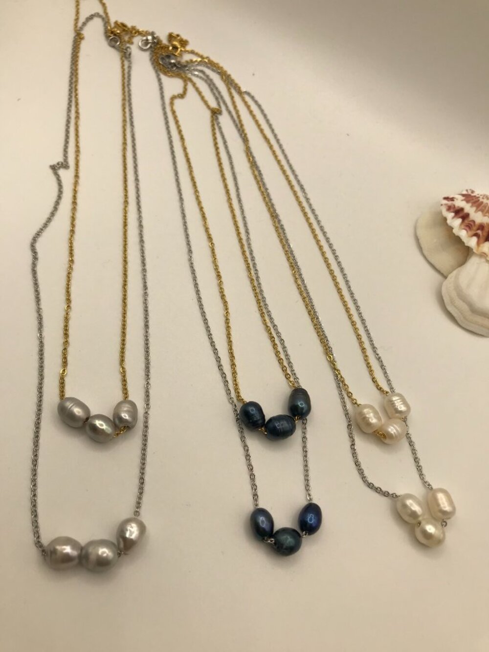 Freshwater Gray Pearls on Stainless Steel 18 in chain Lobster Clasp Gift Box